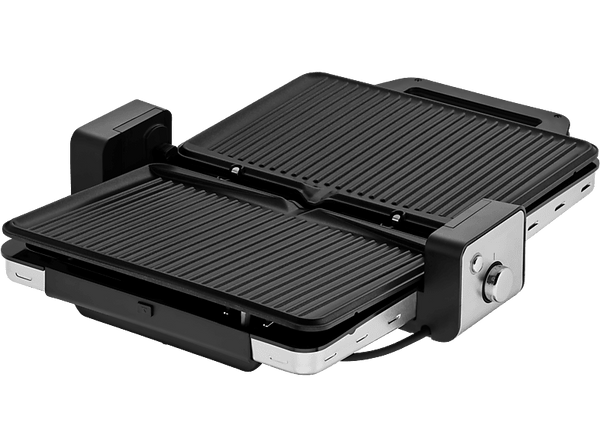 Grill - WMF Lono Contact Grill, 2 en 1, Grill y Sandwichera, 2100 W, 2 placas, Antiadherente, Temp. Ajustable, Antigoteo, Acero Inox. Cromargan, Plata