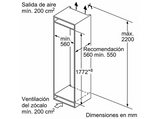 Frigorífico combi integrabe - Balay 3KIE712F, No Frost, 177.2 cm, 260 l, Cajón Fresh, Blanco