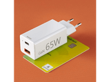 Cargador - Hama GSM Mini, 65W, 220V, Carga rápida, USB-A y USB-C, 2 dispositivos a la vez, Blanco