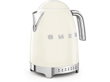 Hervidor de agua - Smeg KLF04CREU, 1.7 l, Retro, 2400 W, Con cable, Acero inoxidable, Rotación 360º, Crema