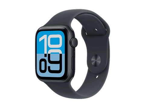 Apple Watch SE 3 (2025), GPS+CEL, 44 mm, Caja de aluminio Medianoche, Correa deportiva Medianoche, M/L, Calidad del sueño, Medición temperatura