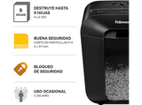 Destructora de papel - Fellowes LX50, Corte en partículas, Negro