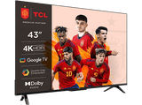 TV LED 43 - TCL 43P635, LCD, 4K HDR TV, Google TV, Control por voz, Wifi, Dolby Audio, HDR10, Negro