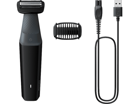 Afeitadora corporal - Philips BG3017/01, Uso en seco y mojado, 1 Peine guía para el cuerpo (3 mm), 50 min autonomía, Negro, Gris