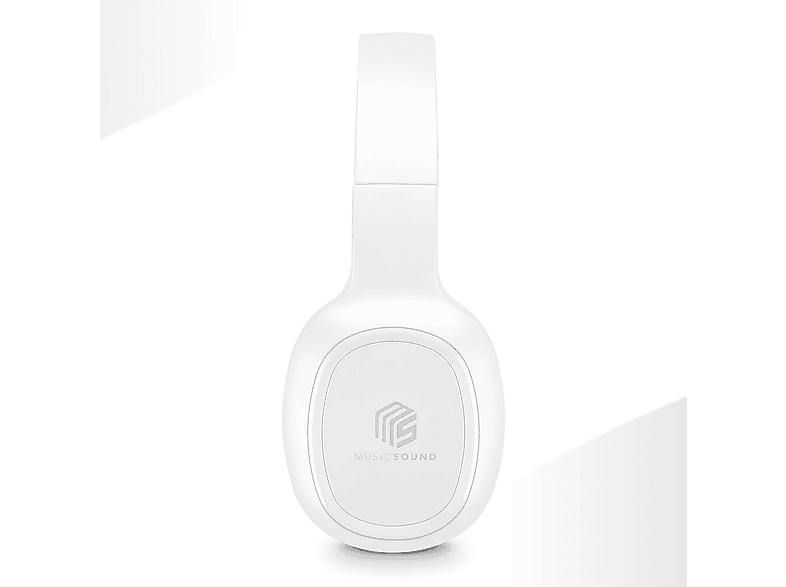Auriculares inalámbricos - Music Sound Basic, Bluetooth, Autonomía 14h, Tiempo de carga 2h, Blanco