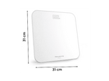 Báscula de baño - Rowenta Classic BS1901 , 180 kg, Pantalla invisible con iluminación LED, Diseño plano, Apagado automático, Cristal templado, Blanca
