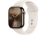 Apple Watch Series 10 (2024), GPS + Cellular, 42 mm, Gesto de doble toque, Caja de titanio Oro, Correa deportiva Blanco estrella, Talla M/L