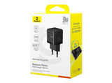 Cargador de pared - Baseus PALM, 30W, USB y Tipo C, Carga rápida, Tamaño extrapequeño, Carga simultánea, Control inteligente de temperatura, Negro