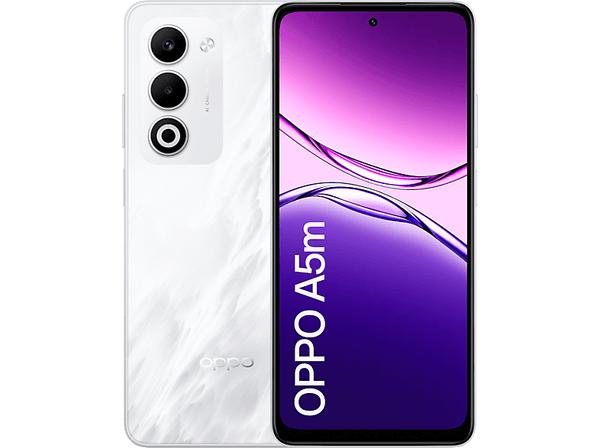Móvil - OPPO A5m, Mist White, 256 GB, 8 GB RAM, 6.67" 1000 nits, Snapdragon® 6s 4G Gen 1, 6000 mAh
