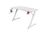 Mesa gaming - Trust GXT 709, Iluminación RGB, Portavasos, Blanco