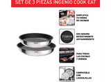 Set de sartenes - Tefal L8813S Ingenio, 2 unidades, 22/26 cm, Mango extraíble, Revestimiento titanio antiadherente, Indicador de calor, Acero Inox