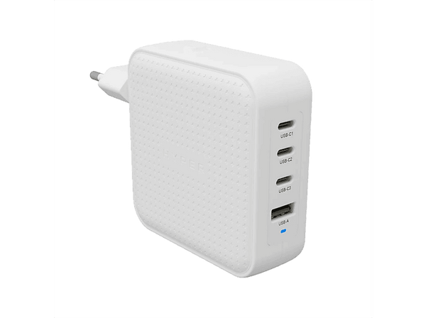 Cargador de pared - HyperJuice® 100W USB-C GaN, 3 x USB-C, 1 x USB-A, Adaptadores de viaje, Blanco