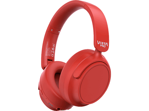 Auriculares inalámbricos - Vieta Silence 3, Circumaurales, Bluetooth, 50h Autonomía, Cancelación Ruido, Rojo