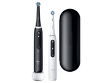 Cepillo eléctrico - Oral-B iO 5S, Pack Doble, 2 Cabezales, Con App, Con estuche de viaje, Blanco y Negro,