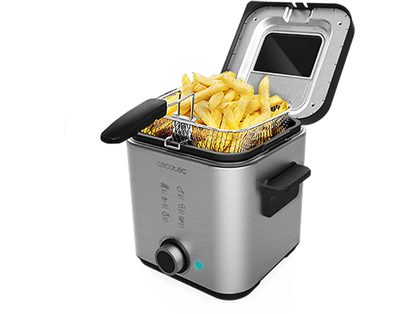 Freidora - Cecotec CleanFry Advance 1500, Filtro OilClean, Tapa con ventana, Cubeta extraíble, Antiadherente, Apto lavavajillas, Inox