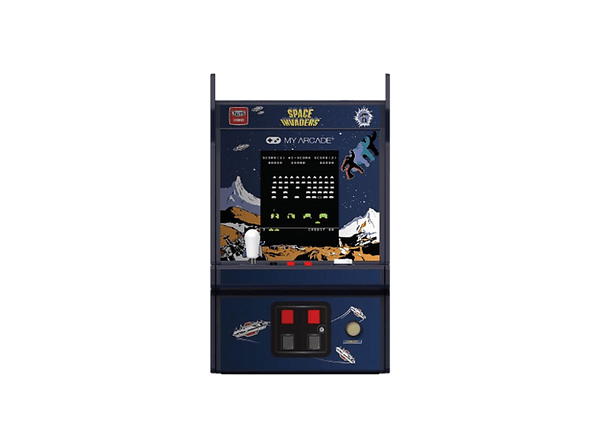 Consola retro - My Arcade Micro Player Space Invaders, Pantalla color 2.75",  Altavoz incorporado, Azul
