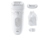 Depiladora - Braun Silk-épil 5-011, Tecnología Micro-Grip con 28 pinzas, Piel suave duradera, Wet&Dry, Blanco/Gris