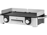 Barbacoa - WMF Lono Master Grill, 2400W, Antiadherente, Regulador temperatura, 2 zonas, Bandeja antigoteo extraíble, Acero inoxidable Cromargan, Plata