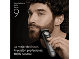 Barbero - Braun Series 9 BT9560, 12 Accesorios para barba, 52 ajustes de longitud, Bloqueo de precisión, Lámina ProBlade, PowerBoost, Wet&Dry, Cromo