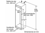 Frigorífico combi integrable- Balay 3KIE711S, Low Frost, 177 cm, 267 l, Cajón Fresh, Blanco