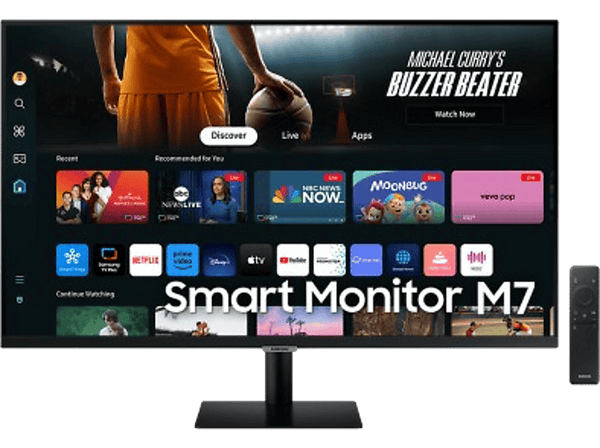 Monitor - Samsung Smart M7 LS32DM700UUXEN, 32", UHD 4K, 4ms, 60Hz, WiFi, Bluetooth, Negro