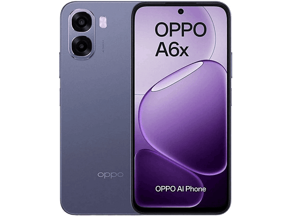 Móvil - OPPO A6x, Púrpura, 128 GB, 4 GB RAM, 6.75 " LCD Display, Qualcomm Snapdragon 685, 6100 mAh