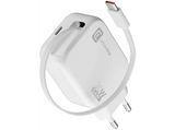 Cargador móvil - CellularLine ROLL, Retráctil, 30 W, Tipo C, Universal, Blanco