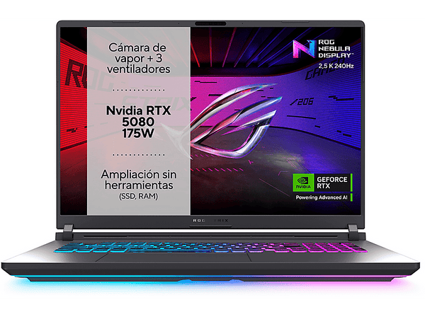 Portátil gaming - ASUS ROG Strix G18 G815LW-S9046 , 18 " WQXGA, Intel® Core™ Ultra 9 275HX, 32 GB RAM, 1 TB SSD, GeForce RTX™ 5080, SSO