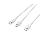 Cable USB - Belkin BoostCharge Pro Cable trenzado USB-C a doble USB-C de 140 W, 1.5 m, Universal, Blanco
