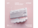 Teclado gaming - Logitech G G713 Tactile Aurora Collection, Táctil, Reposamanos, USB, Retroiluminación, Controles multimedia, RGB Lightsync, Blanco