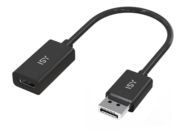 Adaptador - ISY IDP-2000, Compatibilidad Universal, DisplayPort a HDMI, Resolución 4K Ultra HD, Negro