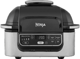 Freidora de aire - Ninja Foodi Grill & Air Fryer AG301EU, 1750 W, 5.8 l, 5 función cocción personalizables, Negro