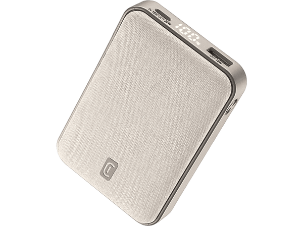 Powerbank - CellularLine GLAM, 10000 mAh, 20W, USB A + Tipo C, Blanco