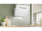 Campana decorativa - Bosch DWK67FN20, Serie 4, 4 velocidades, 431 m³/h, App Home Connect, Control Placa-Campana,60 cm, Cristal blanco