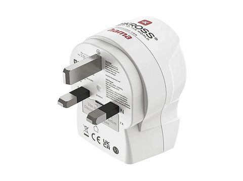 Adaptador enchufe - Hama 00223478, Eu a UK, Con 2 puertos USB, 20W, Blanco