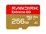 Tarjeta Micro SD - SANDISK Extreme GO, 256 GB, Hasta 240 MB/s de lectura, UHS-I, Vídeos en 5K y 4UHD, U3, V30, A2, C10, Apta Drones, Oro