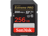Tarjeta SDXC - SanDisk Extreme PRO, 256 GB, Hasta 200 MB/s lectura, U3, V30, Clase 10, Vídeo 4K UHD, Negro