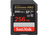 Tarjeta SDXC - SanDisk Extreme PRO, 256 GB, Hasta 200 MB/s lectura, U3, V30, Clase 10, Vídeo 4K UHD, Negro