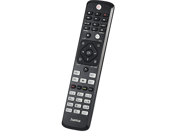 Mando a distancia - Hama 00221063, Compatible con Philips, 46 botones, Funciona con pilas AAA, Negro