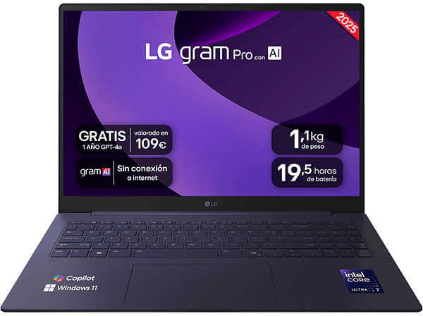 Portátil - LG 16Z90TP-K.AD88B, 16" WQXGA, Intel® Evo™ Edition Core™ Ultra 7-255H, 32 GB RAM, 1 TB SSD, Arc™ GPU, W11H