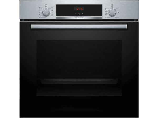 Horno - Bosch HBA514ES3, Serie 4, Multifunción, Limpieza por agua, 71 l, HotAir 3D, Mandos ocultables, 60 cm, inox