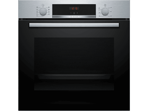 Horno - Bosch HBA514ES3, Serie 4, Multifunción, Limpieza por agua, 71 l, HotAir 3D, Mandos ocultables, 60 cm, inox