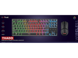 Pack gaming - Trust GXT 832 Thado, Inalámbrico, 420h Autonomía, Retroiluminación RGB, Negro