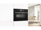 Horno compacto con microondas - Bosch CMG7761B1, Convencional, Limpieza Pirolítica y con agua, 45 l, Aire caliente 4D, Home Connect , 60 cm, Negro