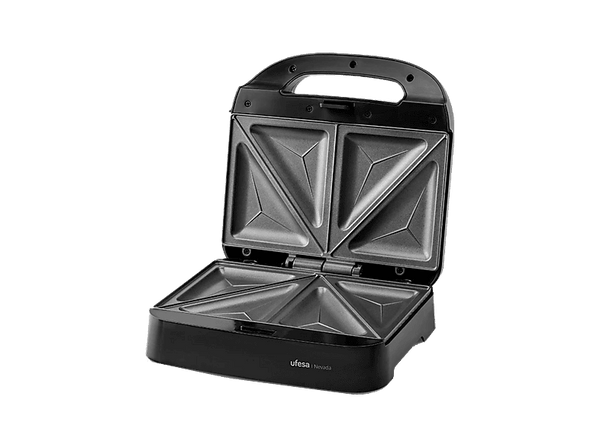 Sandwichera - Ufesa Nevada, 750 W, Placas antiadherentes de 225 × 131 mm, Libres PFOA, Negro
