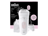 Depiladora - Braun Silk·épil 5 5-030, Piel suave duradera, Tecnología Microgrip con 28 pinzas, Wet&Dry, Blanco/Rosa
