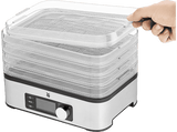 Deshidratador de alimentos - WMF KITCHENminis Snack to go, 250W, Ajuste de temperatura, 5 Estantes,Temporadizador programable, LCD, Acero Inox.