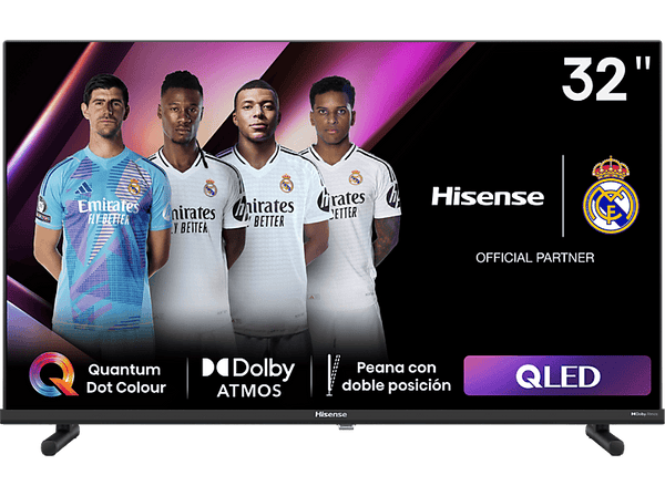 TV QLED 32" - Hisense 32A5NQ/QLED, Full-HD, HDR 10+, Dolby Atmos, Modo Deportes IA, Control por voz,  Negro