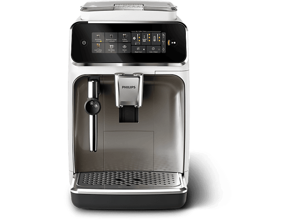 Cafetera superautomática - Philips EP3323/90, 1.8L, 2 bebidas, Espumador, Cromado blanco