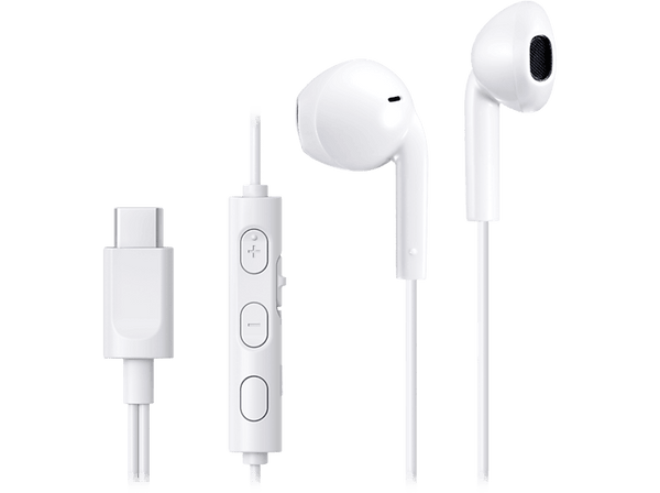 Auriculares de botón - JVC HA-FR17UC, USB-C, Cable 1.2 m, Micrófono integrado, Blanco